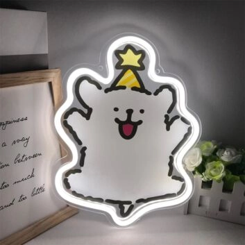 Partyhund mit Sternhut LED-Neonschild Kinderzimmer Partydeko