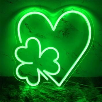 Herz mit Kleeblatt LED-Neonschild Wohnzimmer Bar