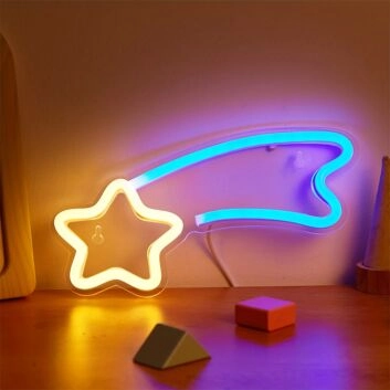 Sternschnuppe LED-Neonschild für Kinderzimmer und Wohnzimmer