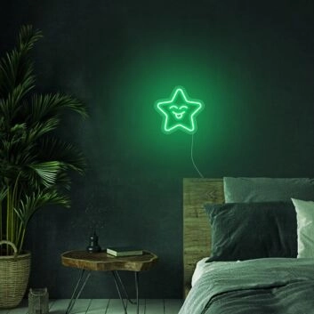 Stern mit Gesicht LED-Neonschild Schlafzimmer Kinderzimmer