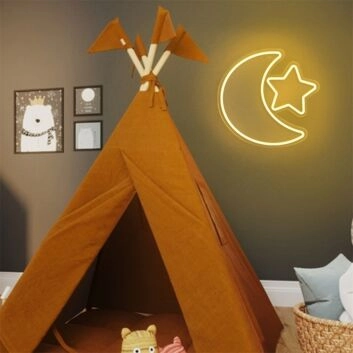 Add a celestial touch to your home, office, or event with the Mini Moon Star LED Neon Sign.
