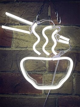 Schüssel mit Nudeln und Essstäbchen LED-Neonschild für Restaurant Küche