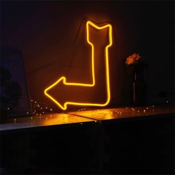 Brighten Up Your Space: Versatile Orange Arrow LED Neon Sign for Home, Office, and Event Decor