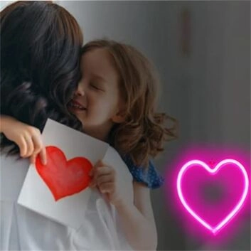 Brighten Up Your Space: Pink Heart LED Neon Sign Perfect for Weddings, Romantic Settings, and Trendy Bars.