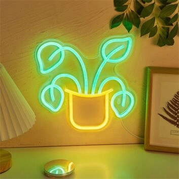 Topfpflanze LED-Neonschild für Wohnzimmer Schlafzimmer