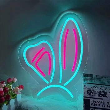 Brighten Up Any Occasion: Rabbit Ears Sign Party Decorations LED Neon Signs for Bars, Weddings, and Home Ambiance.