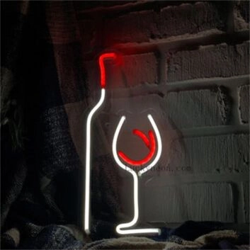 Weinflasche und Weinglas LED-Neonschild für Bar und Wohnzimmer